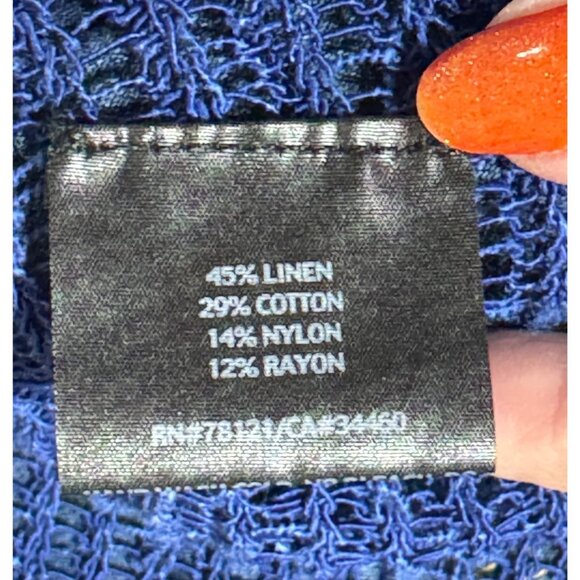 Eileen Fisher Open Knit Cardigan Sweater Blue Long Sleeve Lightweight L Large - Picture 3 of 9